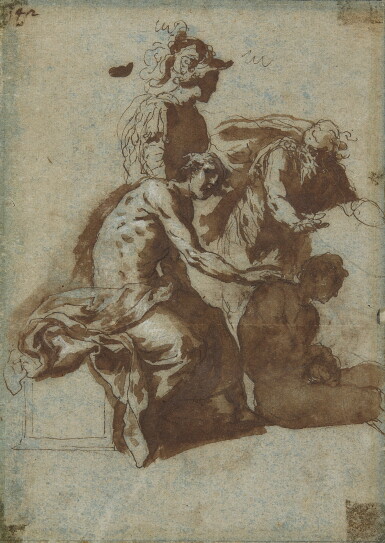 View full screen - View 1 of Lot 248. A group of four figures, including a soldier, from a historical scene.