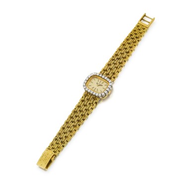 View full screen - View 1 of Lot 375. Ernest Borel | Montre bracelet de dame or et diamants | Lady's gold and diamond bracelet watch.