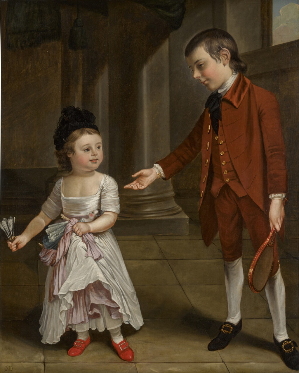 View full screen - View 1 of Lot 82. Portrait of two children at play.