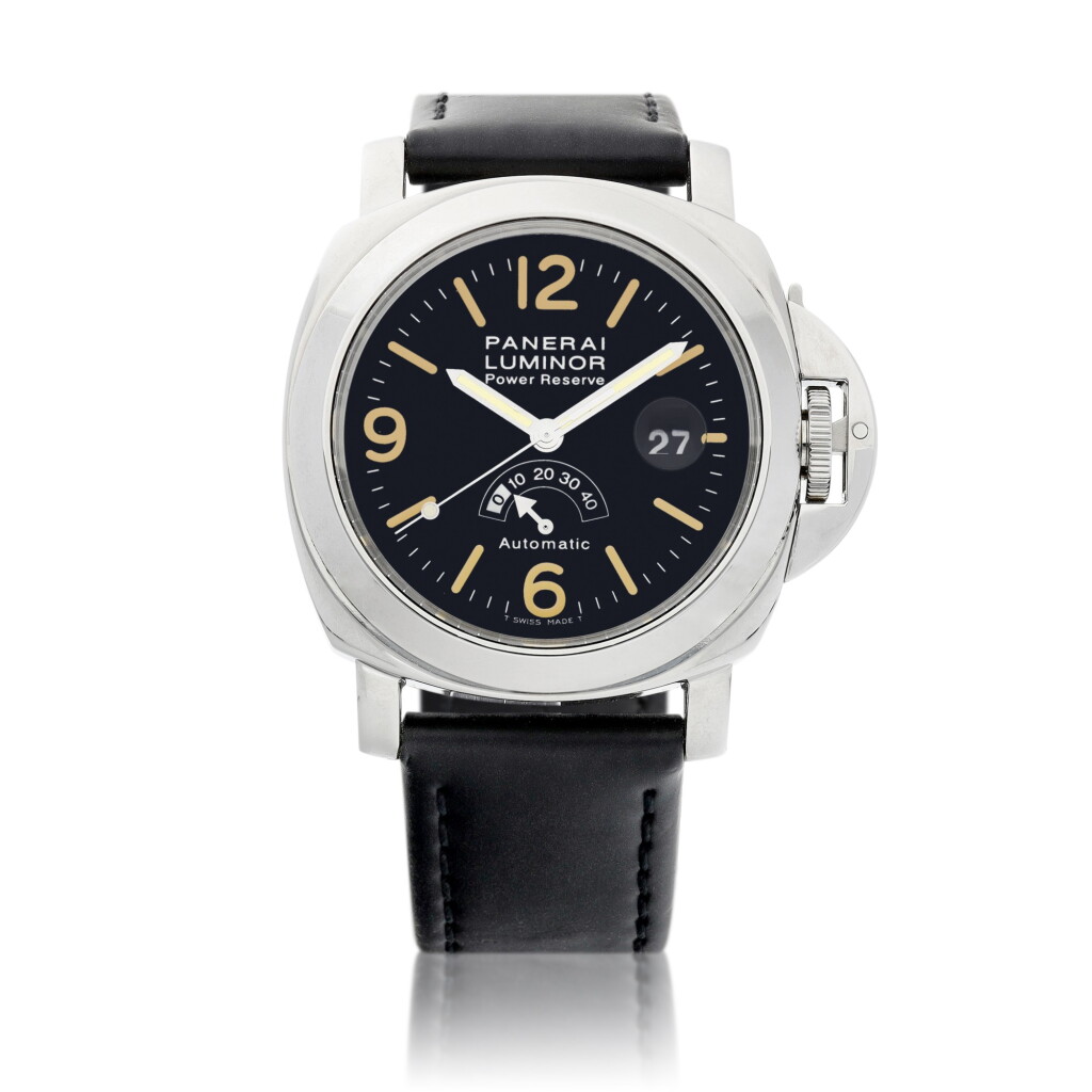 View full screen - View 1 of Lot 8213. Luminor, Reference PAM00027 | A stainless steel wristwatch with date and power reserve indication, Circa 1998 | 沛納海 | Luminor 型號PAM00027 | 精鋼腕錶,備日期及動力儲備顯示,約1998年製.