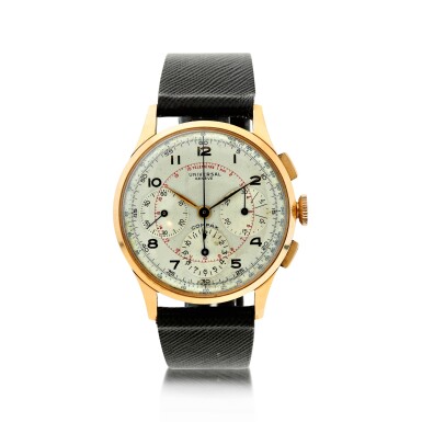 View full screen - View 1 of Lot 5. REFERENCE 12549 COMPAX A PINK GOLD CHRONOGRAPH WRISTWATCH, CIRCA 1945.