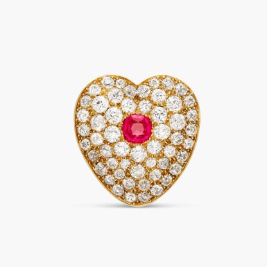 View full screen - View 1 of Lot 405. Ruby and Diamond Pendant-Brooch.