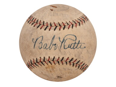 View full screen - View 1 of Lot 12. Babe Ruth Single Signed Baseball (PSA/DNA NM-MT 8).