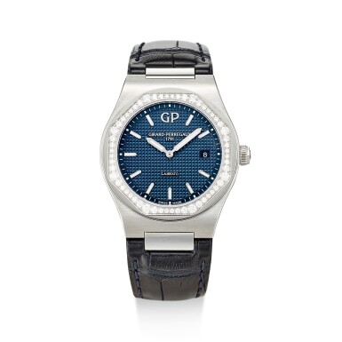 View full screen - View 1 of Lot 510. GIRARD-PERREGAUX | LAUREATO, REFERENCE 80189 A STAINLESS STEEL AND DIAMOND-SET WRISTWATCH WITH DATE, CIRCA 2016.