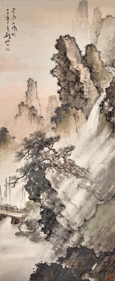 View full screen - View 1 of Lot 3159. 高劍父 風雨夕陽明 | Gao Jianfu, Landscape in Oblique Sunset.