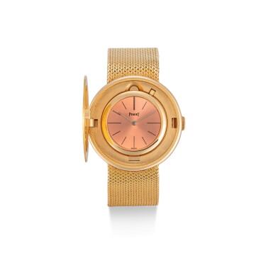 View full screen - View 1 of Lot 8226. PIAGET | A YELLOW GOLD TWENTY DOLLAR BRACELET COIN WATCH, CIRCA 1970.