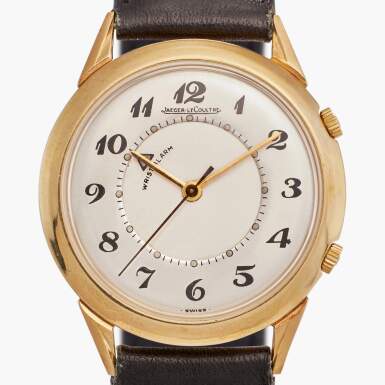 View full screen - View 1 of Lot 166. Memovox | A yellow gold wristwatch with alarm and Breguet numerals, Circa 1950s.