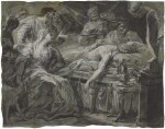 Recto: The Death of Hector Verso: Two Battling Figures with Shields and Swords