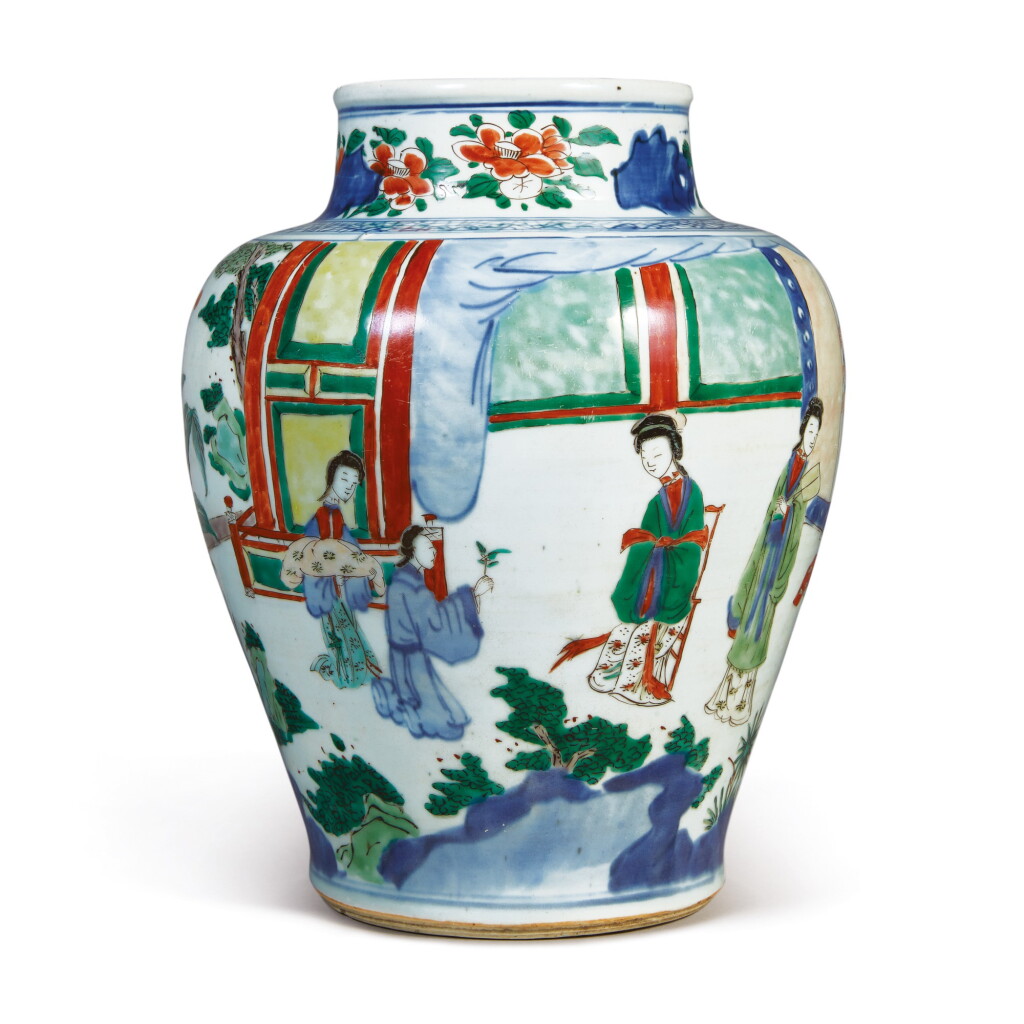 View full screen - View 1 of Lot 780. A WUCAI 'FIGURAL' JAR, QING DYNASTY, SHUNZHI / KANGXI PERIOD.