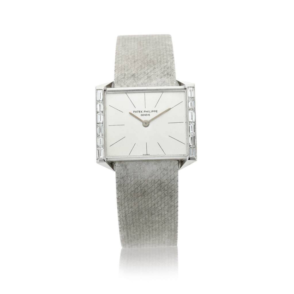 View full screen - View 1 of Lot 266. REFERENCE 3506/2 A LADY'S WHITE GOLD AND DIAMOND-SET BRACELET WATCH, MADE IN 1966.
