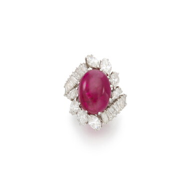 View full screen - View 1 of Lot 98. Ruby and diamond ring (Anello con rubino e diamanti).