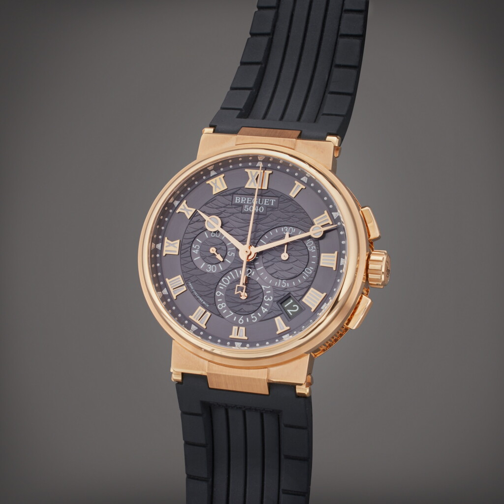 View full screen - View 1 of Lot 36. Reference 5527 Horloger de La Marine | A pink gold automatic chronograph wristwatch with date, Circa 2020.