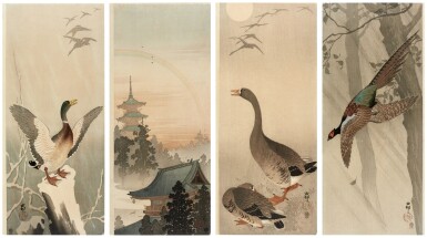 View full screen - View 1 of Lot 156. Ohara Koson (1877-1945) | Four woodblock prints | Taisho period, early 20th century.