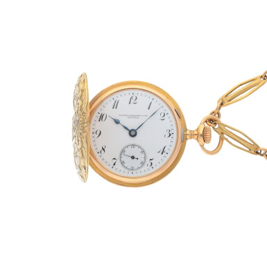 View full screen - View 1 of Lot 80. Yellow gold and diamond-set hunting-cased watch with enamel dial Circa 1900.