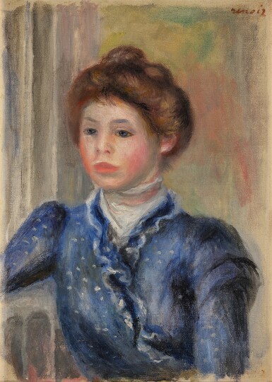 View full screen - View 1 of Lot 395. Buste de femme à la robe bleue.