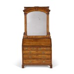 A George II Brass-Mounted and Inlaid Padouk Bureau Cabinet in the Manner of John Channon, Circa 1735