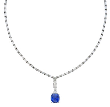 View full screen - View 1 of Lot 70. Sapphire and Diamond Necklace.