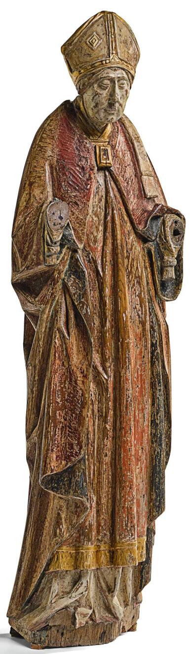 View full screen - View 1 of Lot 18. SOUTHERN NETHERLANDISH, ANTWERP, CIRCA 1460-1470 | BISHOP SAINT.