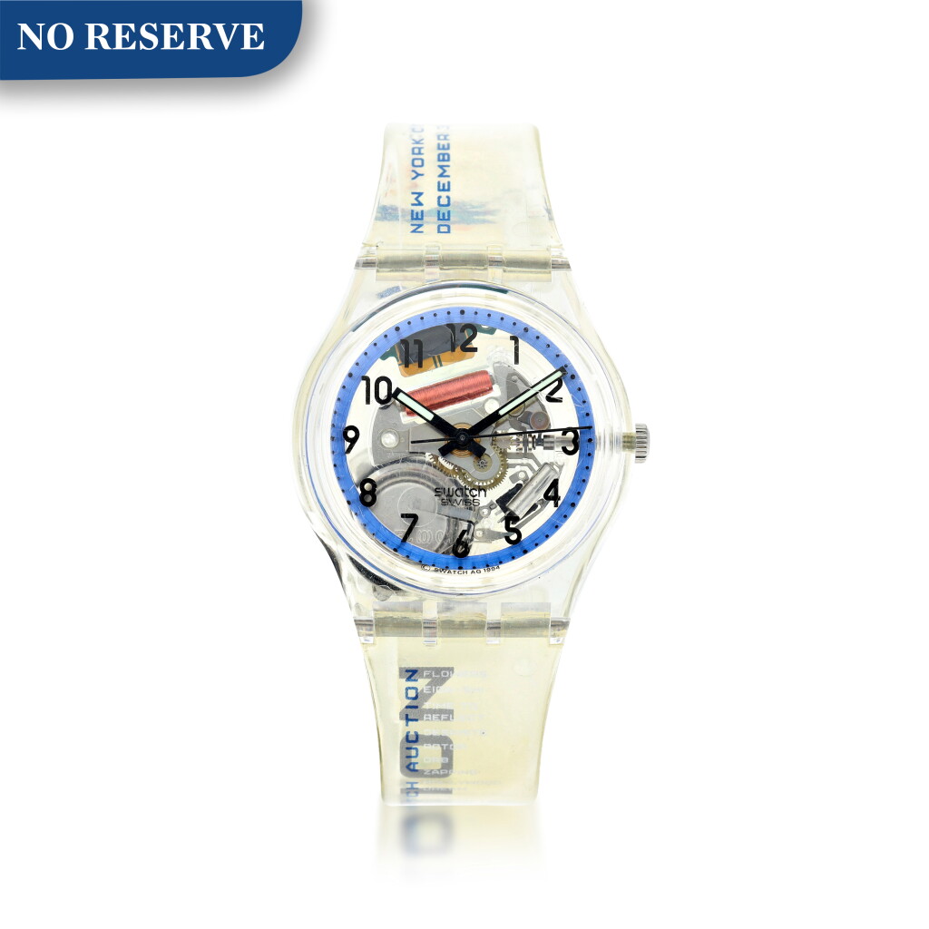 View full screen - View 1 of Lot 204. The Worldwide Swatch Auction A limited edition wristwatch made for the worldwide swatch auction, Sotheby's x God's Love, We Deliver, New York City, December 3, 2001, Circa 2001.