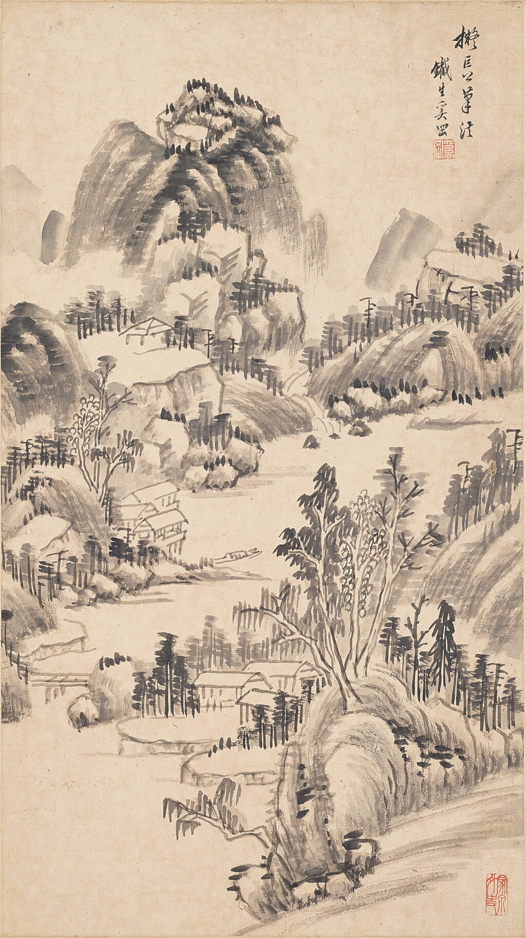 View full screen - View 1 of Lot 2534. Xi Gang 1746-1803 奚岡 | Landscape 擬古山水.