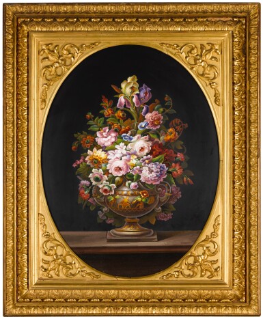View full screen - View 1 of Lot 18. A LARGE ITALIAN MICROMOSAIC FLORAL OVAL PANEL, ROME CIRCA 1870.