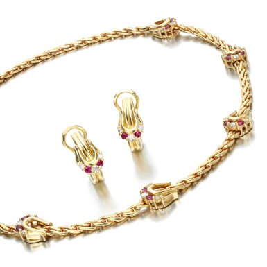 View full screen - View 1 of Lot 88. GUCCI | RUBY AND DIAMOND DEMI-PARURE .