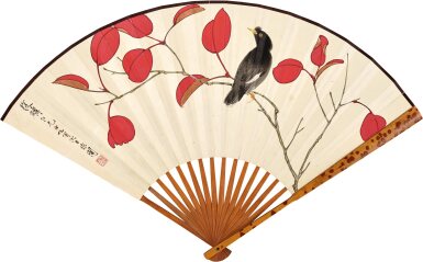 View full screen - View 1 of Lot 3139. 于非闇 紅葉八哥 | Yu Fei'an, Myna by Red Leaves.
