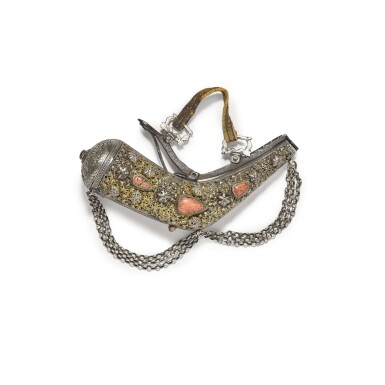 View full screen - View 1 of Lot 173. A silver priming flask, Ottoman Empire, 19th century.