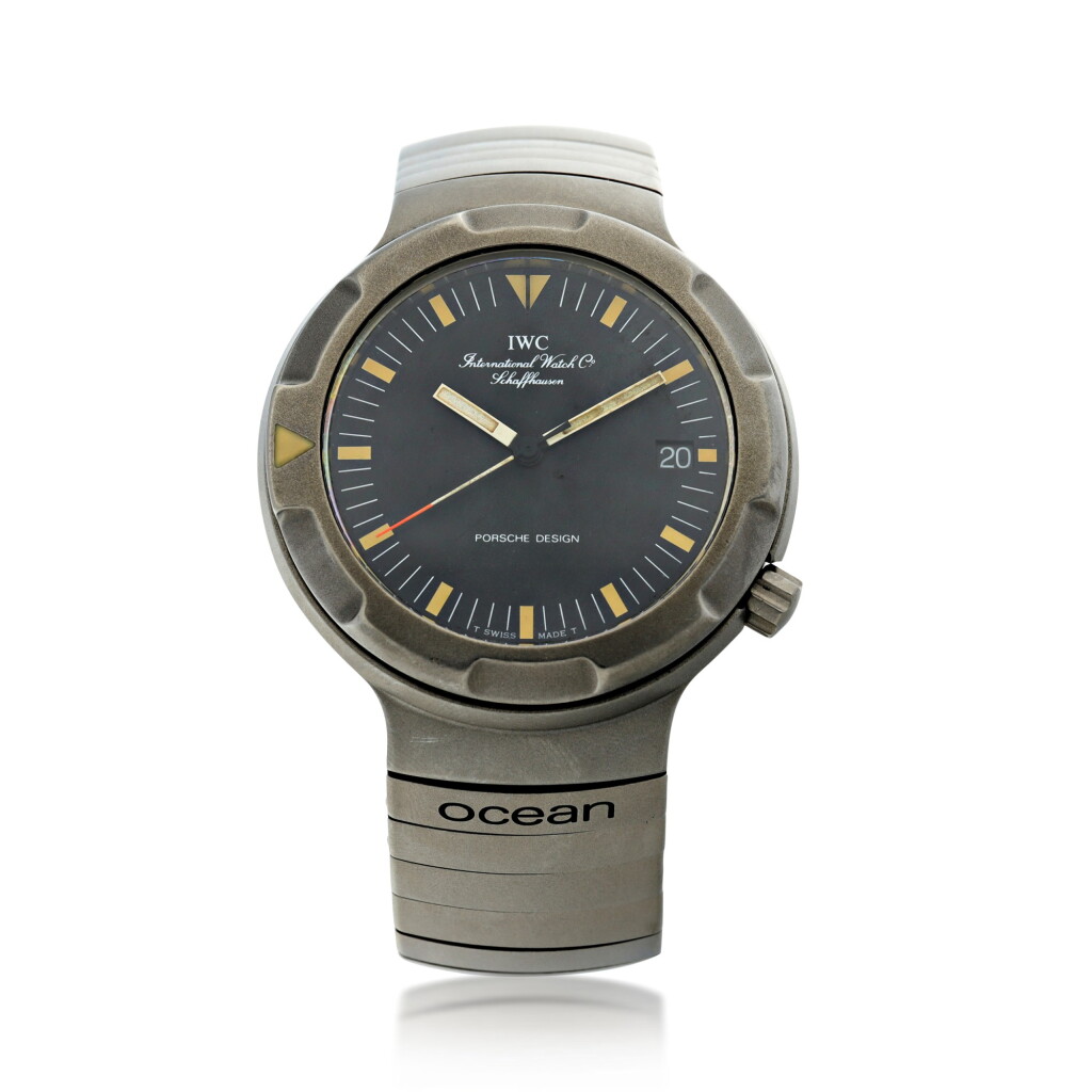 View full screen - View 1 of Lot 85. IWC | IWC X PORSCHE DESIGN: OCEAN 2000 A TITANIUM AUTOMATIC WRISTWATCH WITH DATE AND BRACELET, CIRCA 1990 .