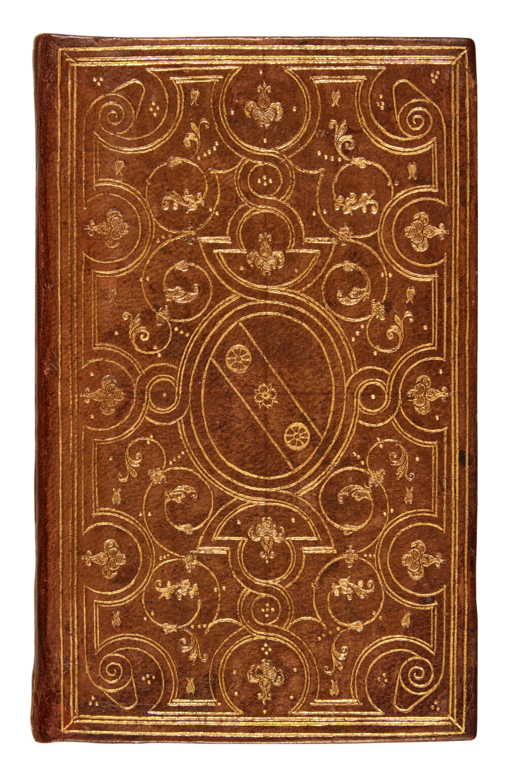 View full screen - View 1 of Lot 100. Cyrillus Hierosolymitanus, Catecheses illuminatorum XVIII, Paris, 1564, Parisian fanfare armorial binding.