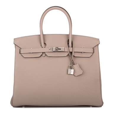 View full screen - View 1 of Lot 10. Hermès Gris Asphalte Togo Birkin 35cm Palladium Hardware.