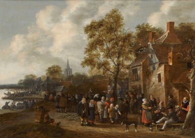 View full screen - View 1 of Lot 66. A village fête on a river bank.