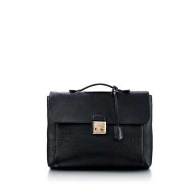 View full screen - View 1 of Lot 1090. Black Serviette Dorian Leather Briefcase Silver Hardware, 2015 .