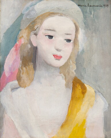 View full screen - View 1 of Lot 2. Jeune fille à l'écharpe jaune.