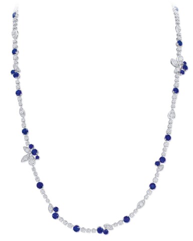 View full screen - View 1 of Lot 15. GRAFF | SAPPHIRE AND DIAMOND 'RHYTHM' NECKLACE-BRACELET COMBINATION 格拉夫 | 藍寶石配鑽石「Rhythm」項鏈 / 手鏈.