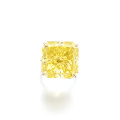 View full screen - View 1 of Lot 624. Magnificent Fancy Vivid Yellow diamond ring.