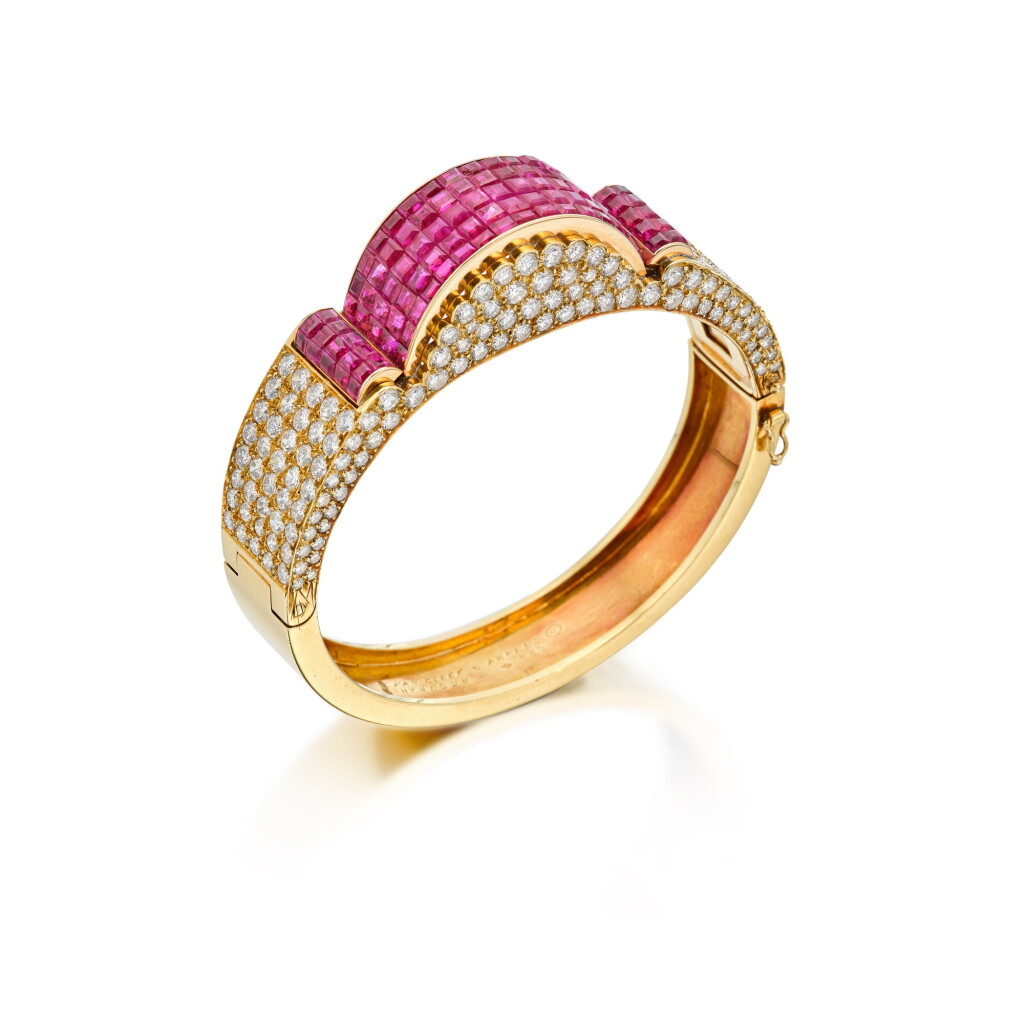 View full screen - View 1 of Lot 74. 'Mystery-Set' Ruby and Diamond Bangle-Bracelet | 梵克雅寶 | 密鑲紅寶石及鑽石手鐲.