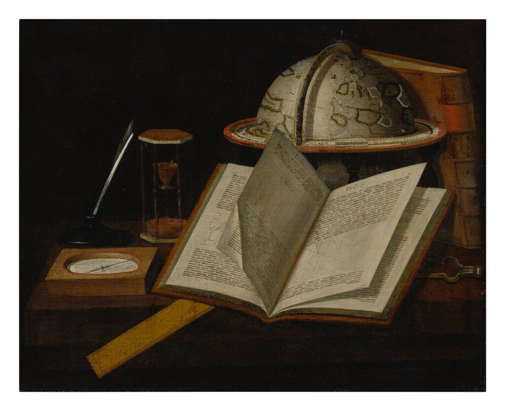 View full screen - View 1 of Lot 132. Sold Without Reserve | BRITISH SCHOOL, CIRCA 1700 | A STILL LIFE OF VARIOUS SCIENTIFIC OBJECTS RELATED TO THE MEASUREMENT OF TIME AND NAVIGATION.