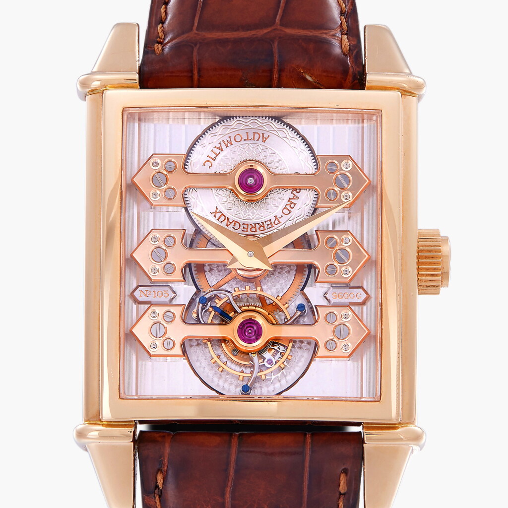View full screen - View 1 of Lot 26. Vintage 1945 Triple Bridge Tourbillon, Reference 9987 | A pink gold semi-skeletonised three bridge tourbillon wristwatch | Circa 2025.
