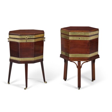 View full screen - View 1 of Lot 361. Two George III Brass-Bound Mahogany Cellarettes, Late 18th Century.