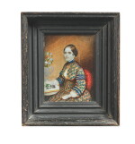 ATTRIBUTED TO MRS. MOSES B. RUSSELL (CLARISSA PETERS) | MINIATURE SELF-PORTRAIT OF CLARISSA PETERS
