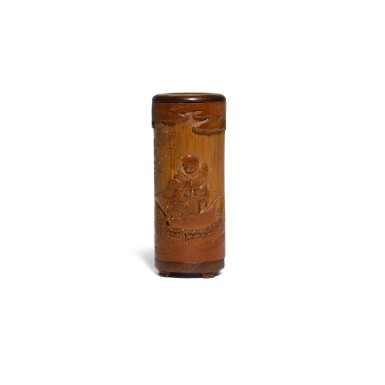 View full screen - View 1 of Lot 175. A small carved bamboo brushpot, Qing dynasty, 18th/19th century | 清十八/十九世紀 竹雕筆筒.