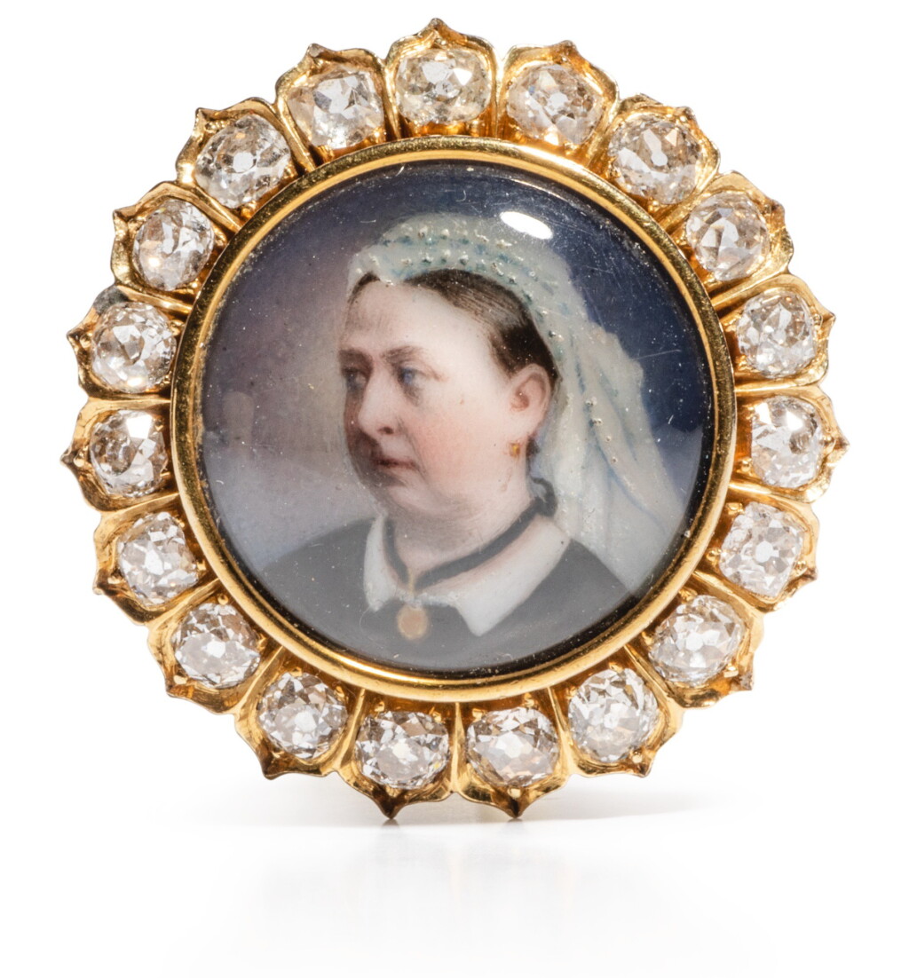 View full screen - View 1 of Lot 61. QUEEN VICTORIA. A JEWELLED ROYAL PRESENTATION BROOCH, PROBABLY ENGLISH, 1869 .