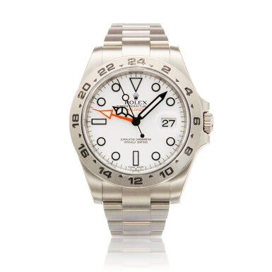 View full screen - View 1 of Lot 239. Reference 216570 Explorer II | A stainless steel automatic wristwatch with date, 24 hours indication and bracelet, Circa 2010.