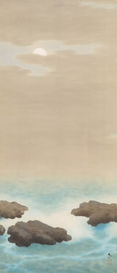 View full screen - View 1 of Lot 2049. Hishida Shunso (1874-1911), Moonlit Sea (Kaigetsu), Meiji period, early 20th century | 菱田春草 海月 明治時代 20世紀初頭.