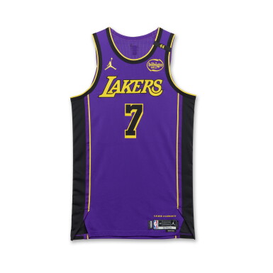 View full screen - View 1 of Lot 69. Gabe Vincent Los Angeles Lakers 2024-2025 Emirates NBA Cup Game Worn Statement Edition Jersey.