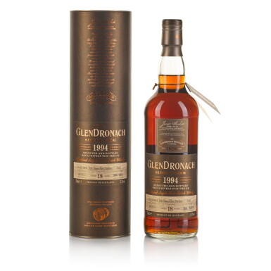 View full screen - View 1 of Lot 134. The Glendronach Single Cask 18 Year Old #3547 55.1 abv 1994 (1 BT 70cl).