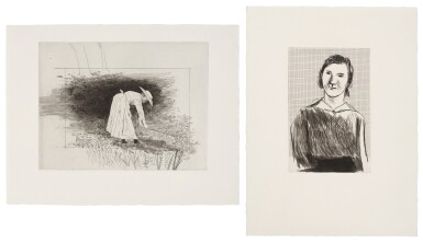View full screen - View 1 of Lot 331. My Mother at the Age of Twenty (from a Photograph); and Untitled (Woman Hoeing): Two Studies for Felicte in “A Simple Heart” of Gustave Flaubert (see Museum of Contemporary Art Tokyo 147).