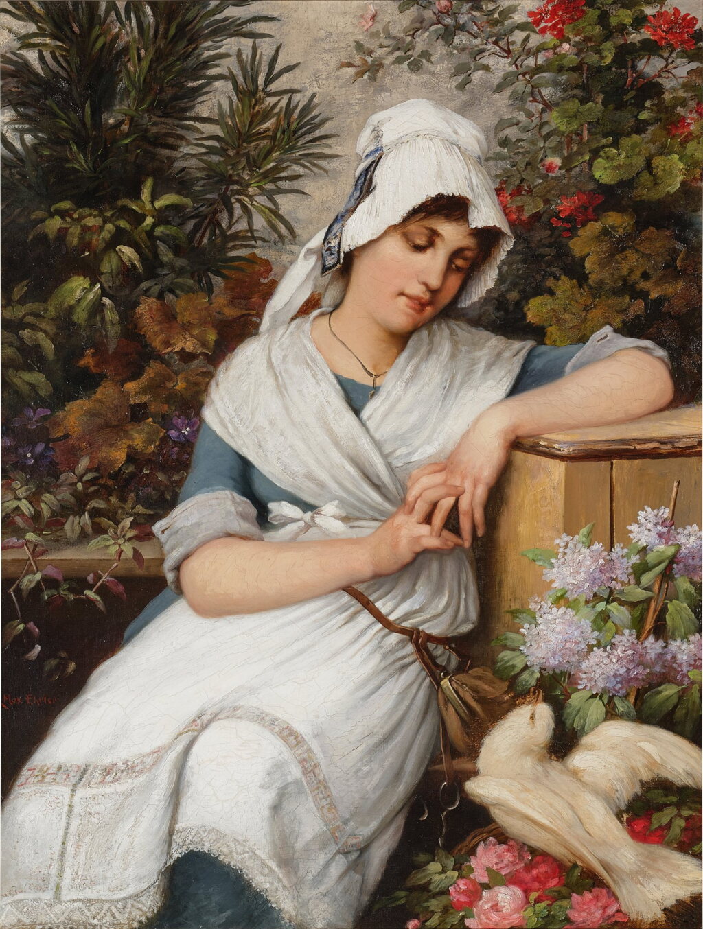 View full screen - View 1 of Lot 615. Girl with a Dove.
