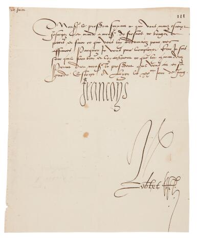 View full screen - View 1 of Lot 132. Francis I, Three letters to Jean de Selve, Lyon, 1522.